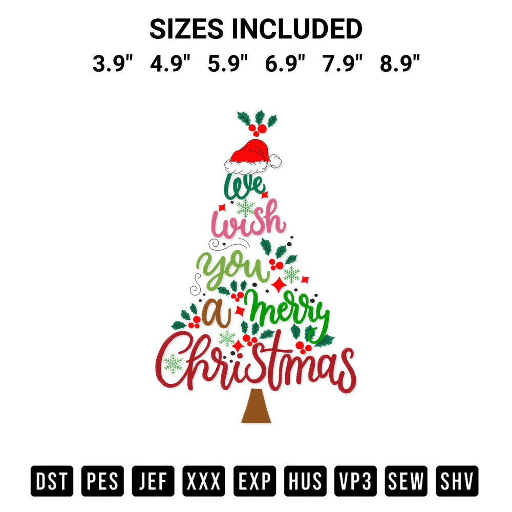 Add a unique touch to your apparel with the We Wish You A Merry Christmas Embroidery Design embroidery file. Premium instant download available now on Designspacks.com. Available sizes: 3.9", 4.9", 5.9", 6.9", 7.9", 8.9".