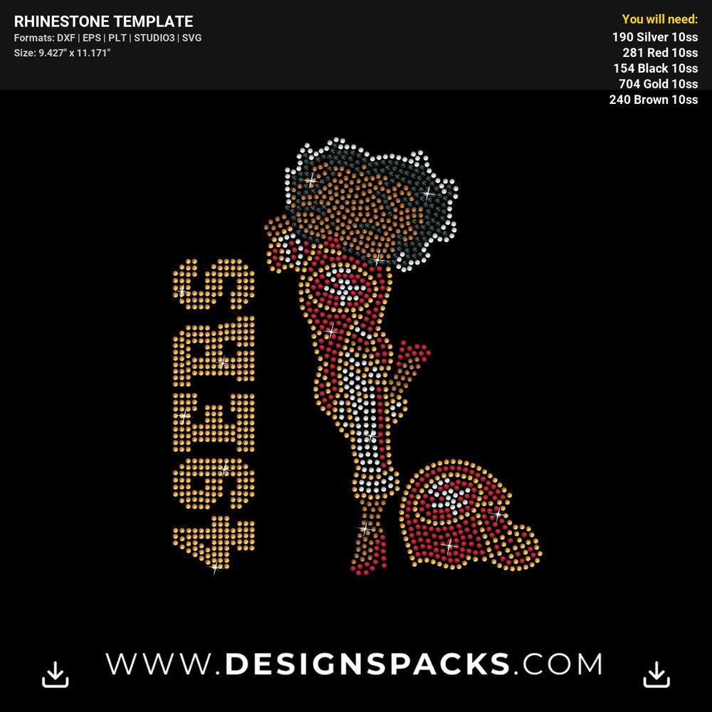 Betty Boop 49Ers Rhinestone Digital Template