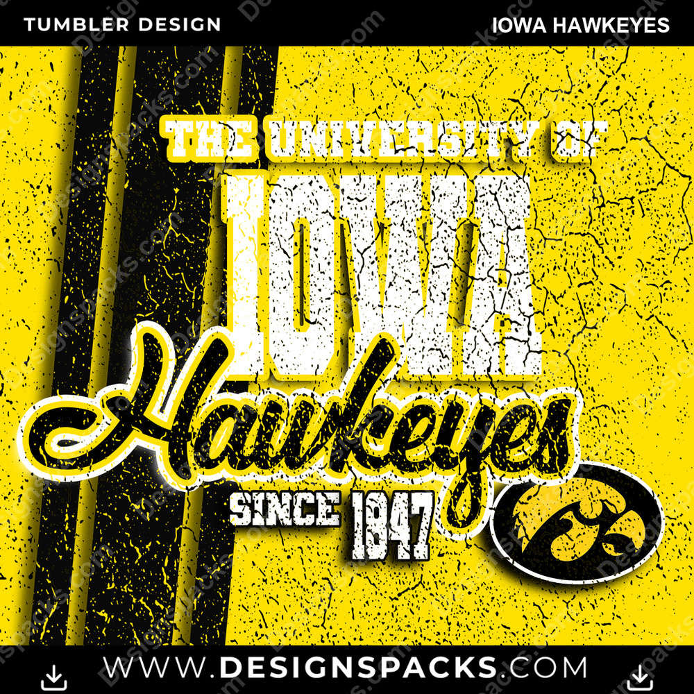College Sport Grunge Iowa Hawkeyes NCAA College Sport Tumbler Digital Wrap Design Download