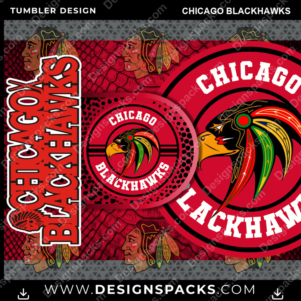 Hockey Hyper Chicago Blackhawks Tumbler Digital Wrap Design