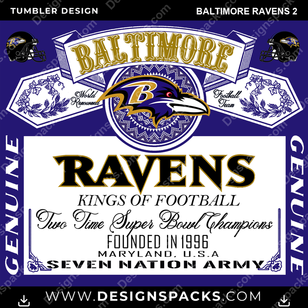 Football Bud Baltimore Ravens 2 Tumbler Digital Wrap Design