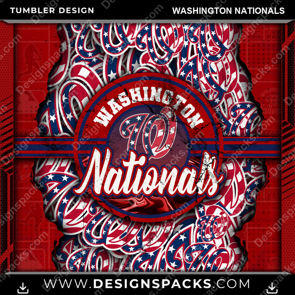 Baseball Ripped Washington Nationals Tumbler Digital Wrap Design