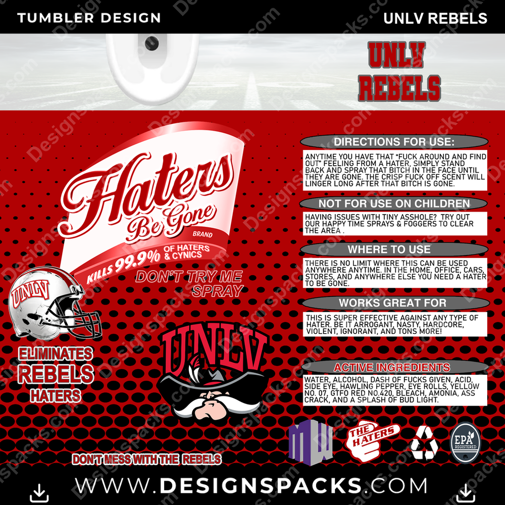 College Sport Haters Be Gone UNLV Rebels NCAA College Sport Tumbler Digital Wrap Design Download