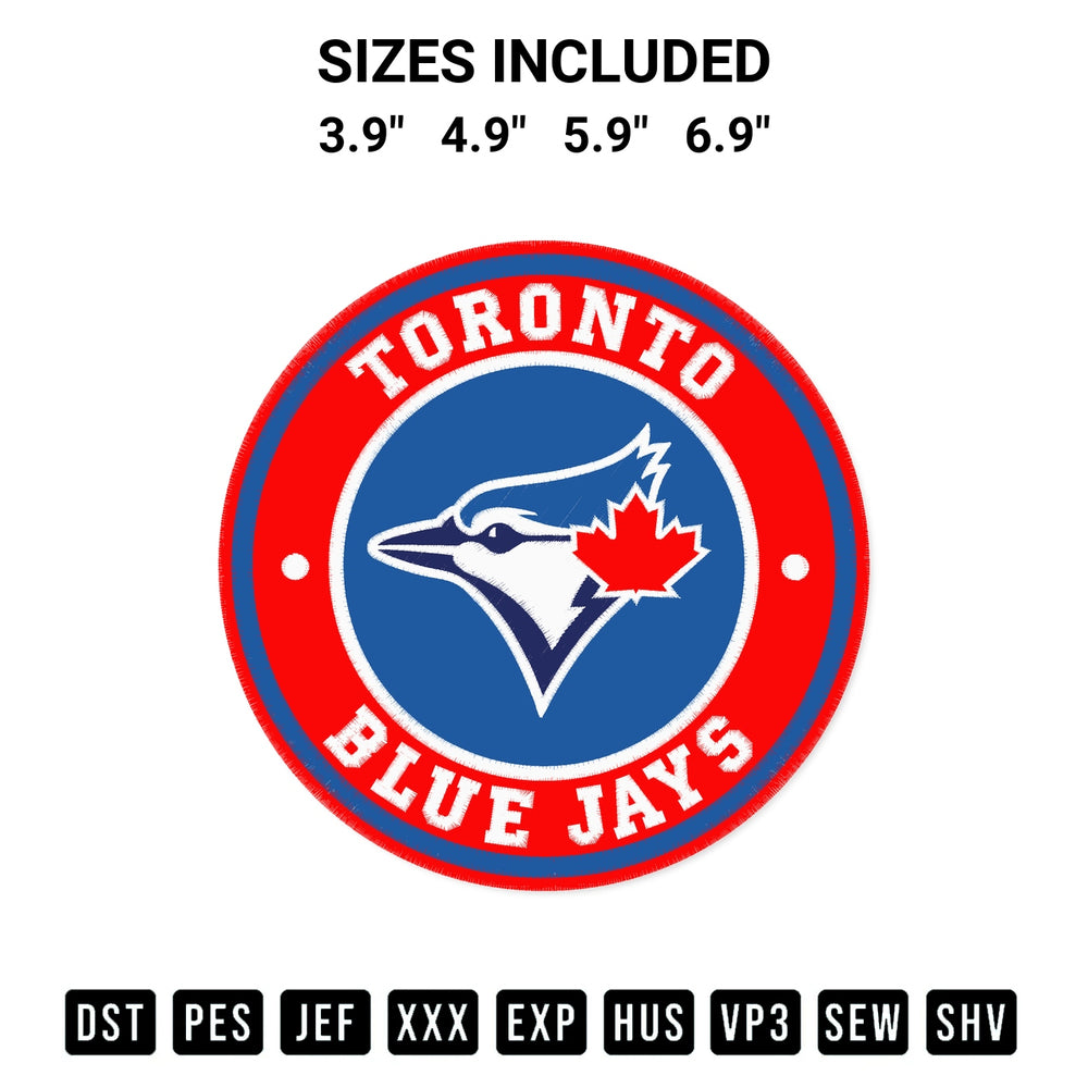 Discover the perfect addition to your crafting collection: Toronto Blue Jays Circle Logo Embroidery Design embroidery file. Instantly available at Designspacks.com. Available sizes: 3.9", 4.9", 5.9", 6.9".