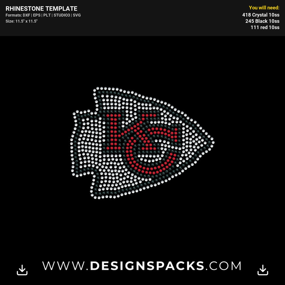 Kansas City Logo Chiefs Rhinestone Digital Template