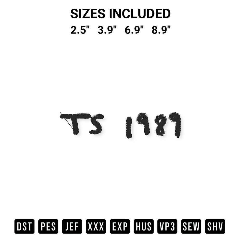 Shop the Taylor 1989 Swift Embroidery Design machine embroidery pattern at Designspacks.com. Beautifully digitized for flawless stitching on any fabric. Available sizes: 2.5", 3.9", 6.9", 8.9".