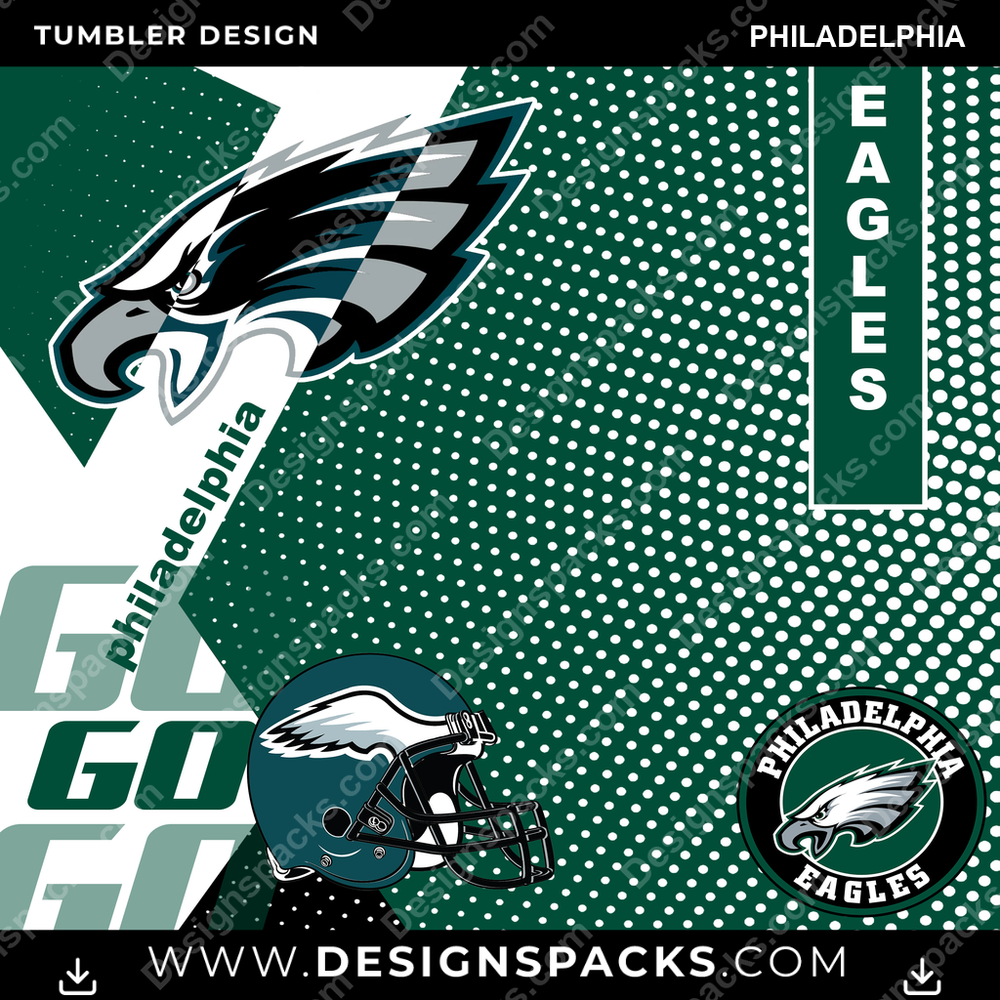 Football GO Philadelphia Tumbler Digital Wrap Design