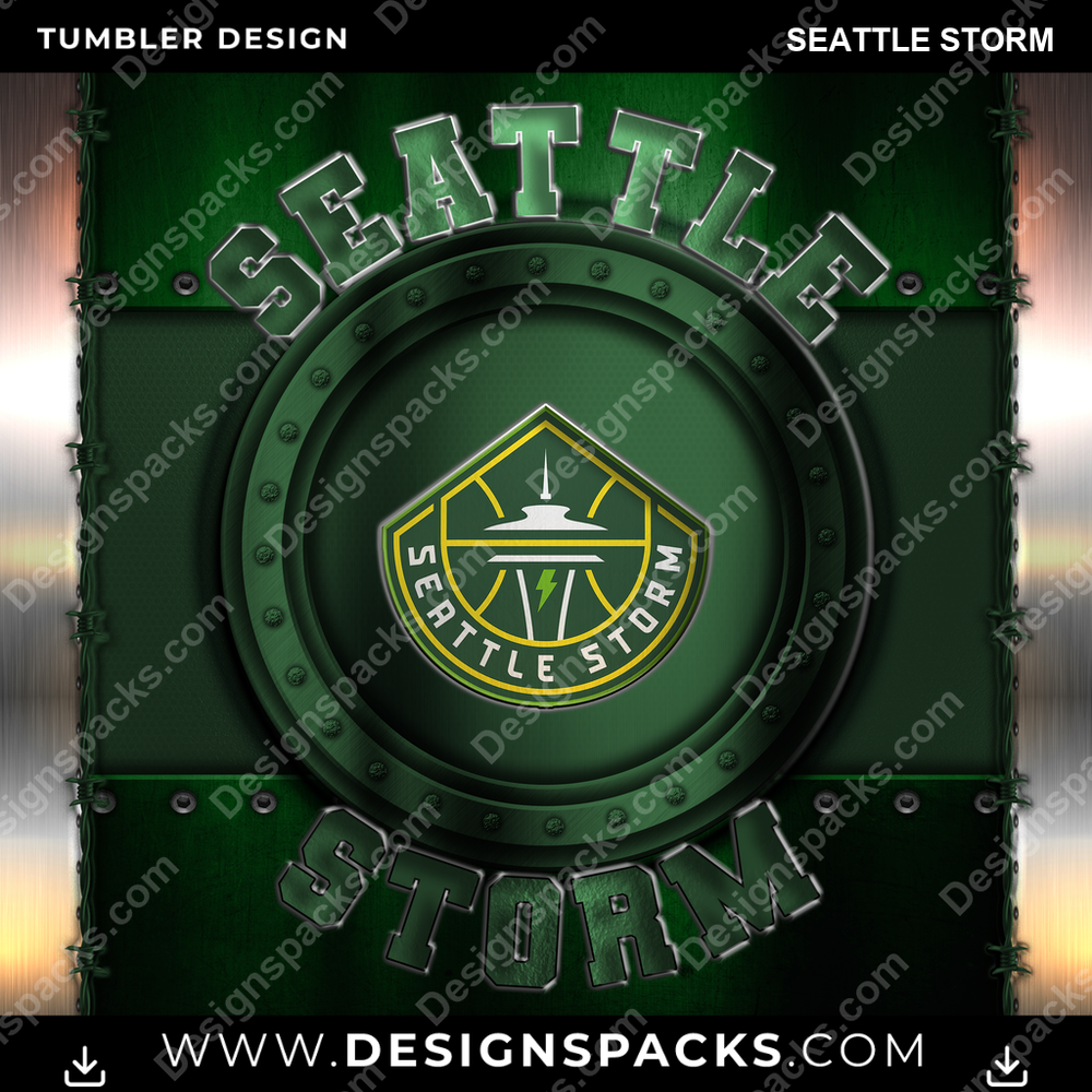 Basketball Metal Seattle Storm Tumbler Digital Wrap Design