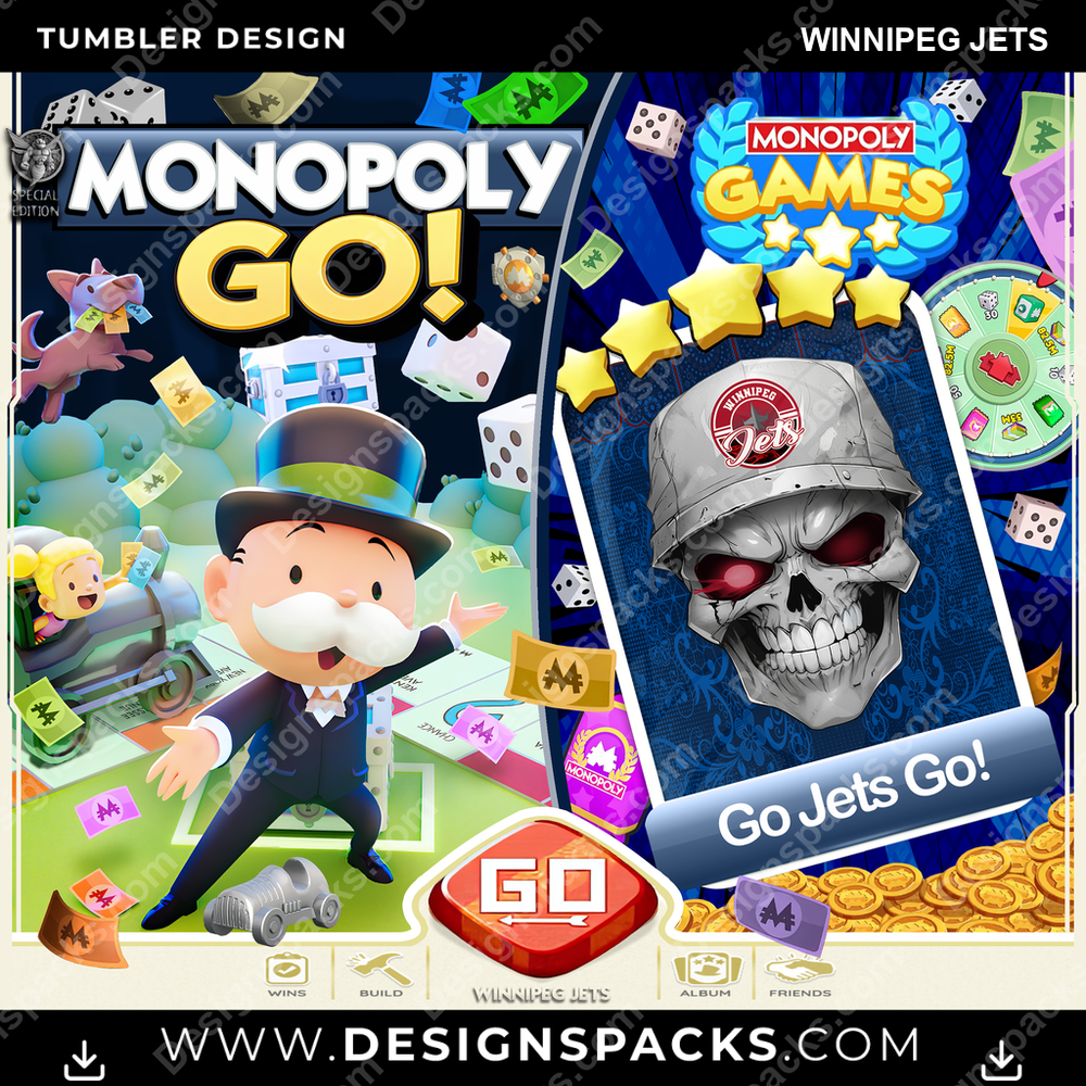 Ice Hockey Monopoly Go! Winnipeg Jets Tumbler Digital Wrap Design