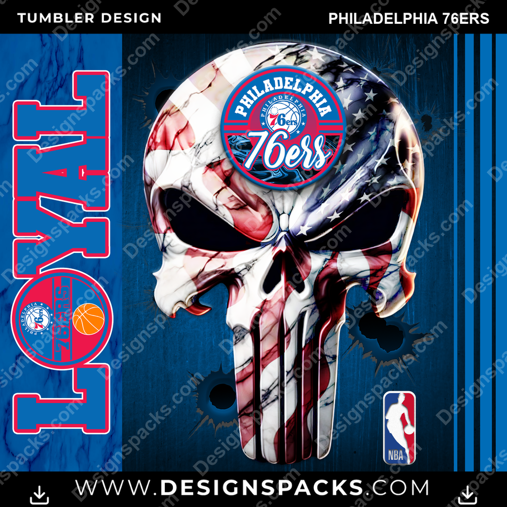 Basketball Loyal Philadelphia 76ers Tumbler Digital Wrap Design