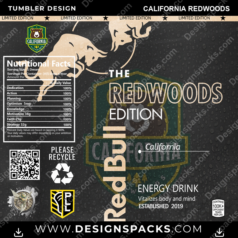 Lacrosse Red Bull California Redwoods PLL Lacrosse Tumbler Digital Wrap Design Download