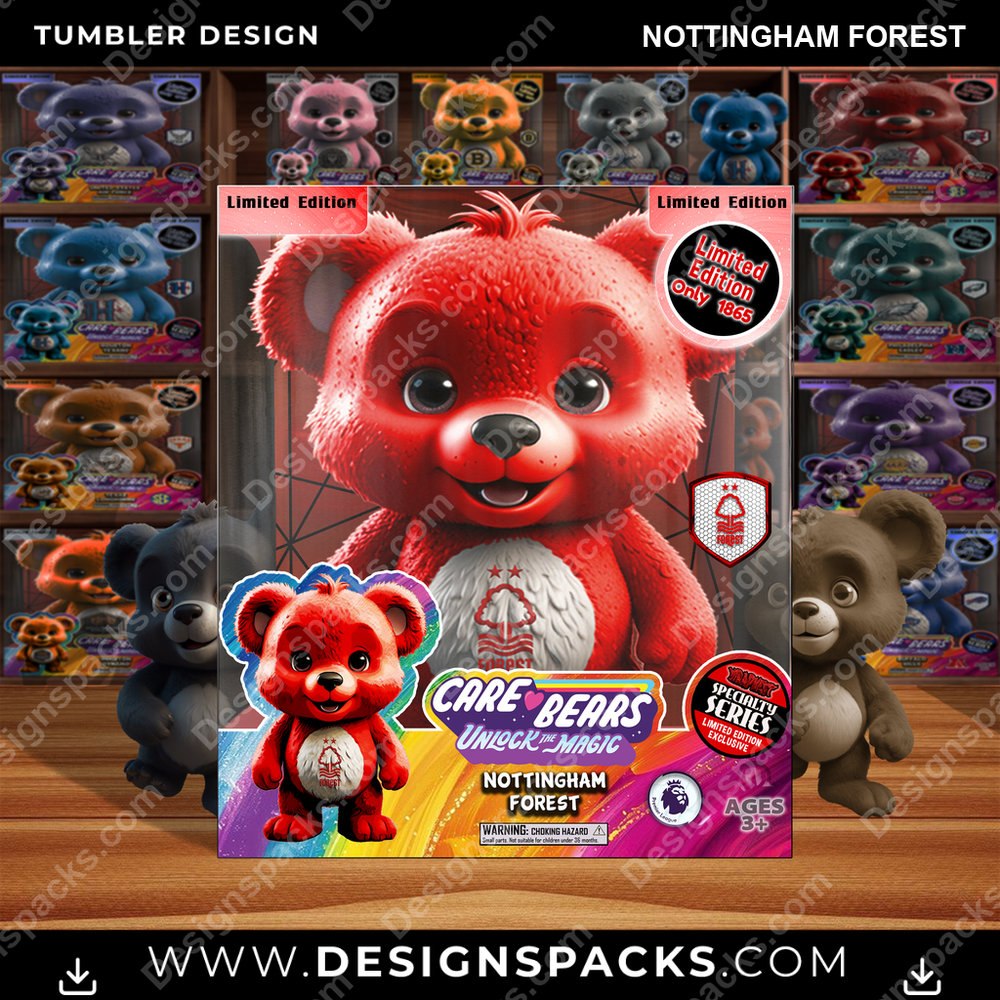 Soccer UK Care Bear Box Nottingham Forest Tumbler Digital Wrap Design