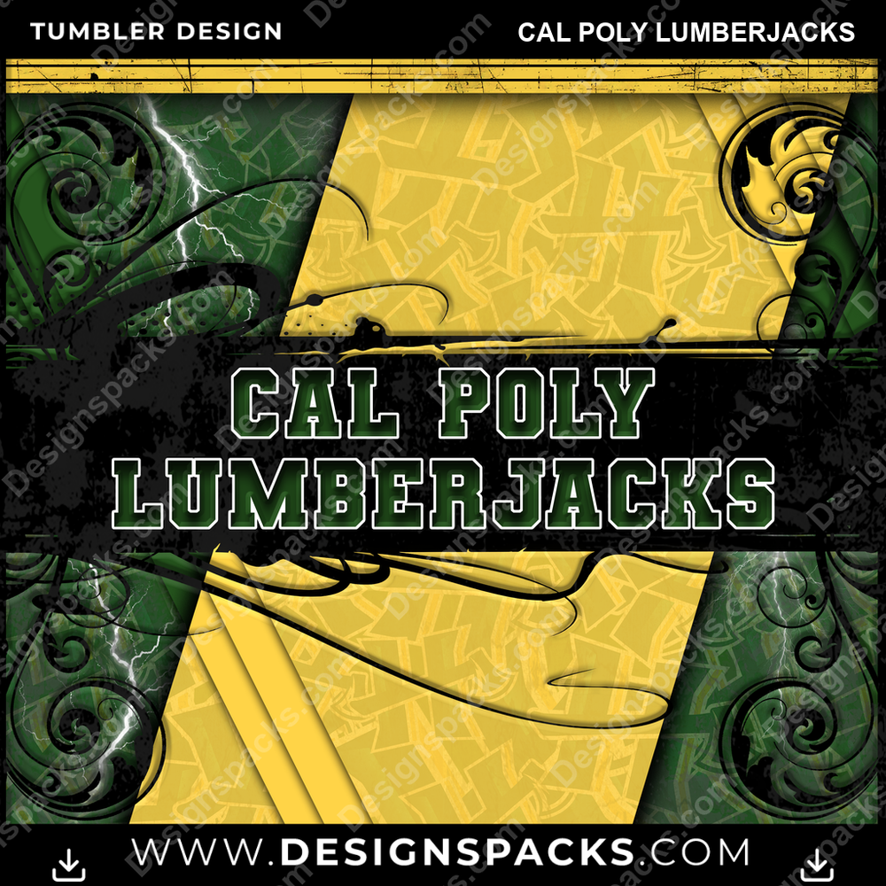 College Sport Elegant Cal Poly Lumberjacks Tumbler Digital Wrap Design
