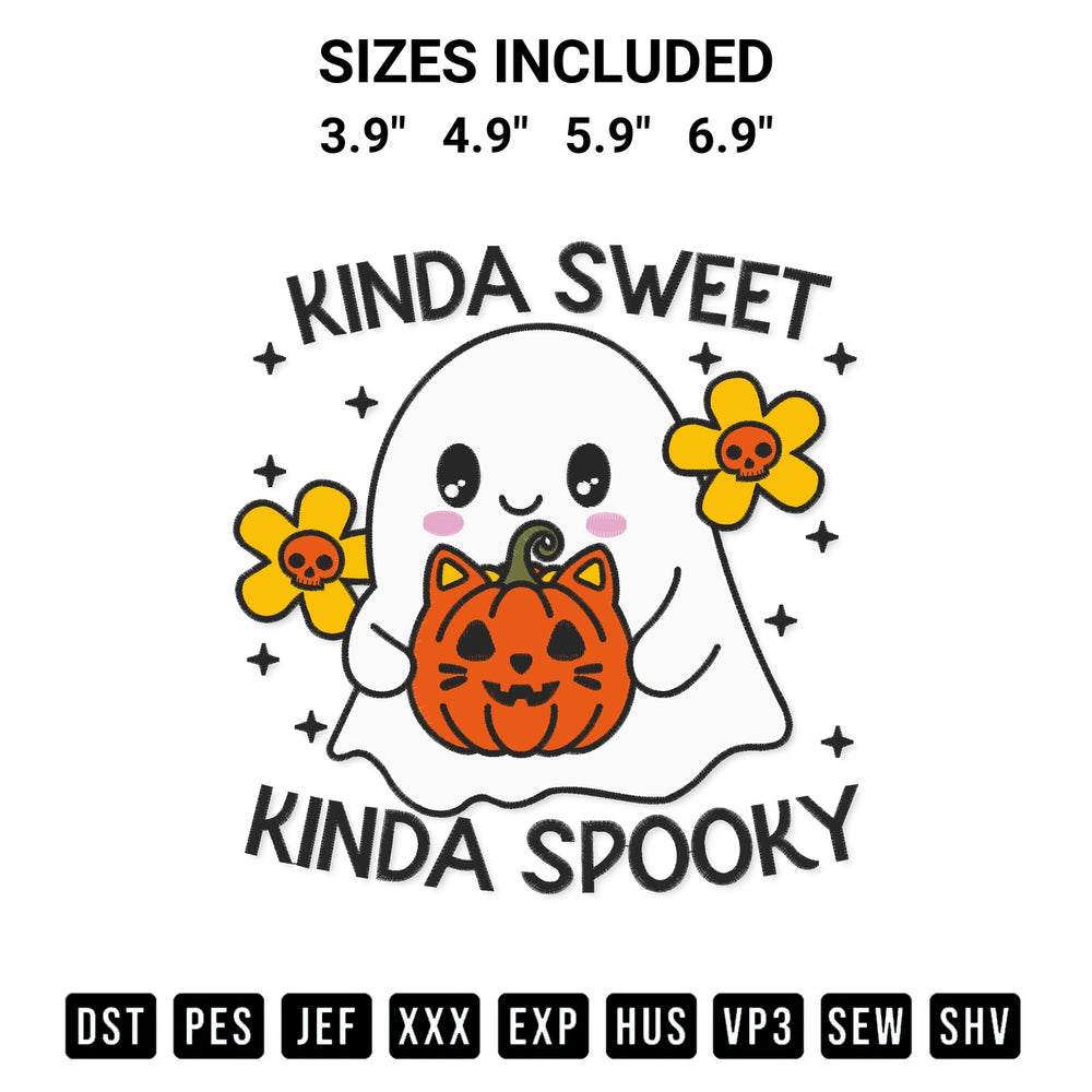 Transform your fabrics with the Kinda Sweet Kinda Spooky Embroidery Design embroidery design. Instant access to premium digitized patterns at Designspacks.com. Available sizes: 3.9", 4.9", 5.9", 6.9".