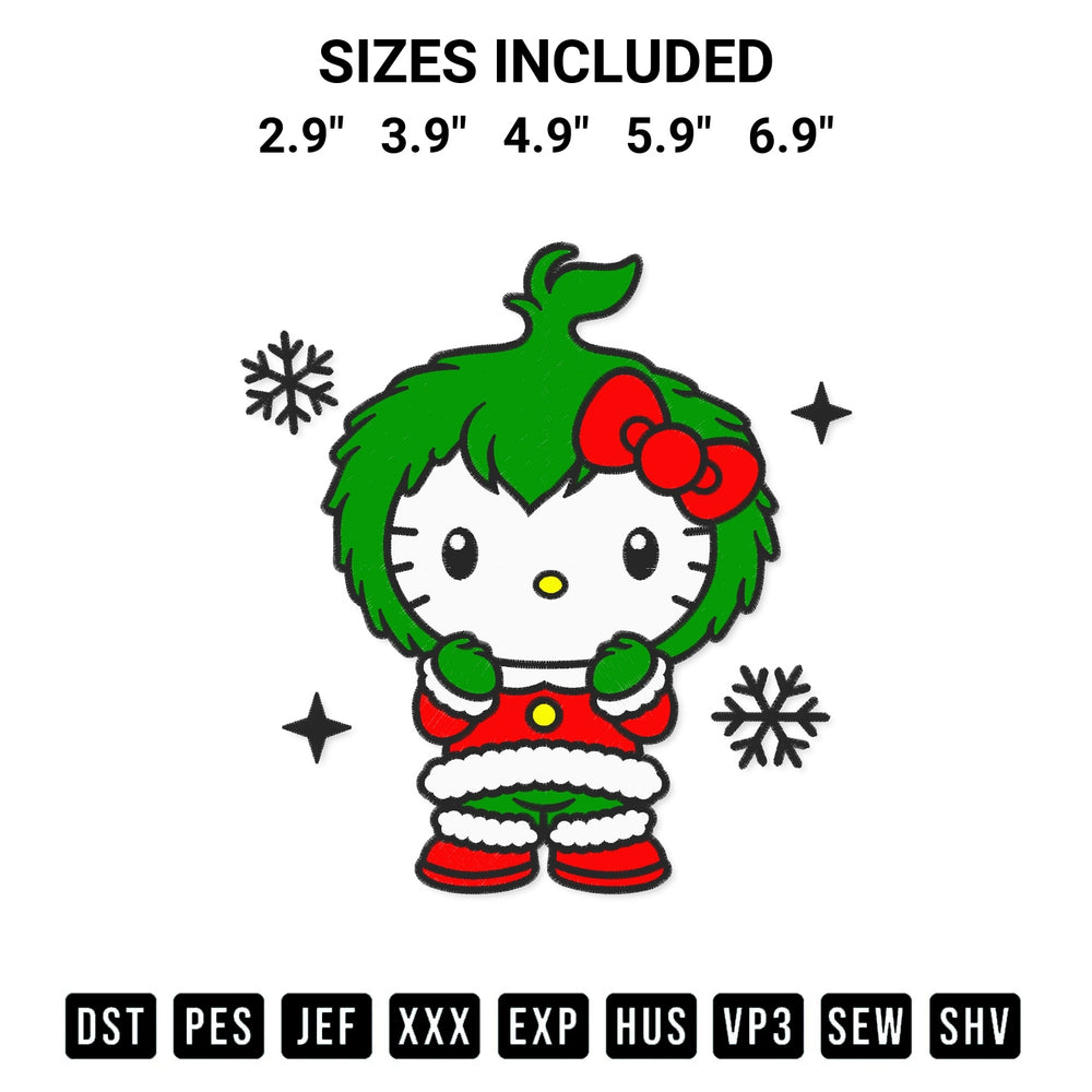 Elevate your next project with our Hello Kitty Baby Grinch Embroidery Design embroidery file. Shop high-quality digital patterns instantly at Designspacks.com. Available sizes: 2.9", 3.9", 4.9", 5.9", 6.9".