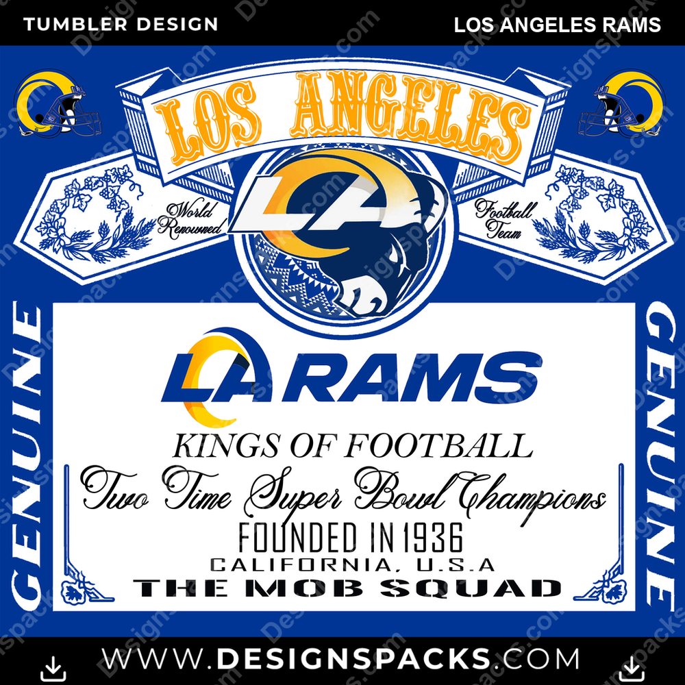 Football Bud Los Angeles Rams NFL Football Tumbler Digital Wrap Design Download
