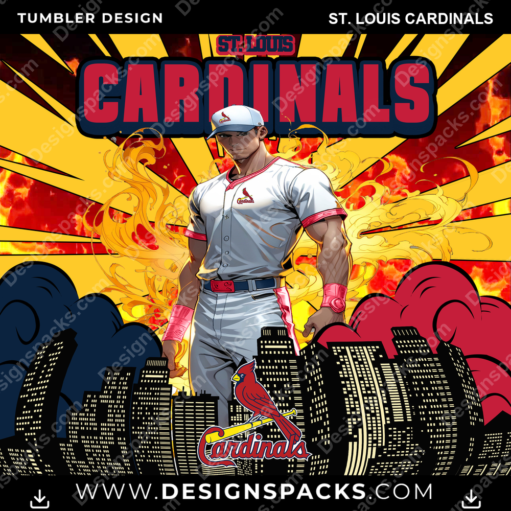 Diseño de Envoltura Digital de Vaso de Béisbol para Cubierta de Cómic de los St. Louis Cardinals