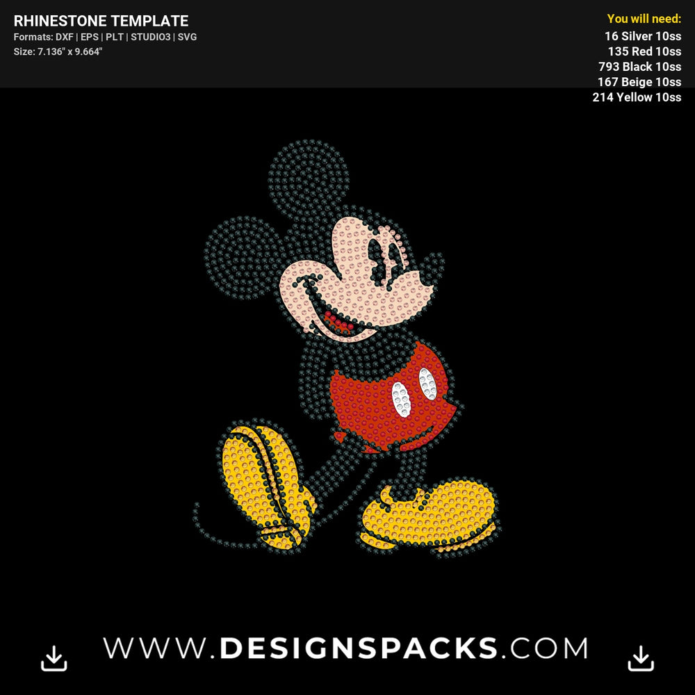 Mickey Complete Silhouette Htv Rhinestone Digital Template