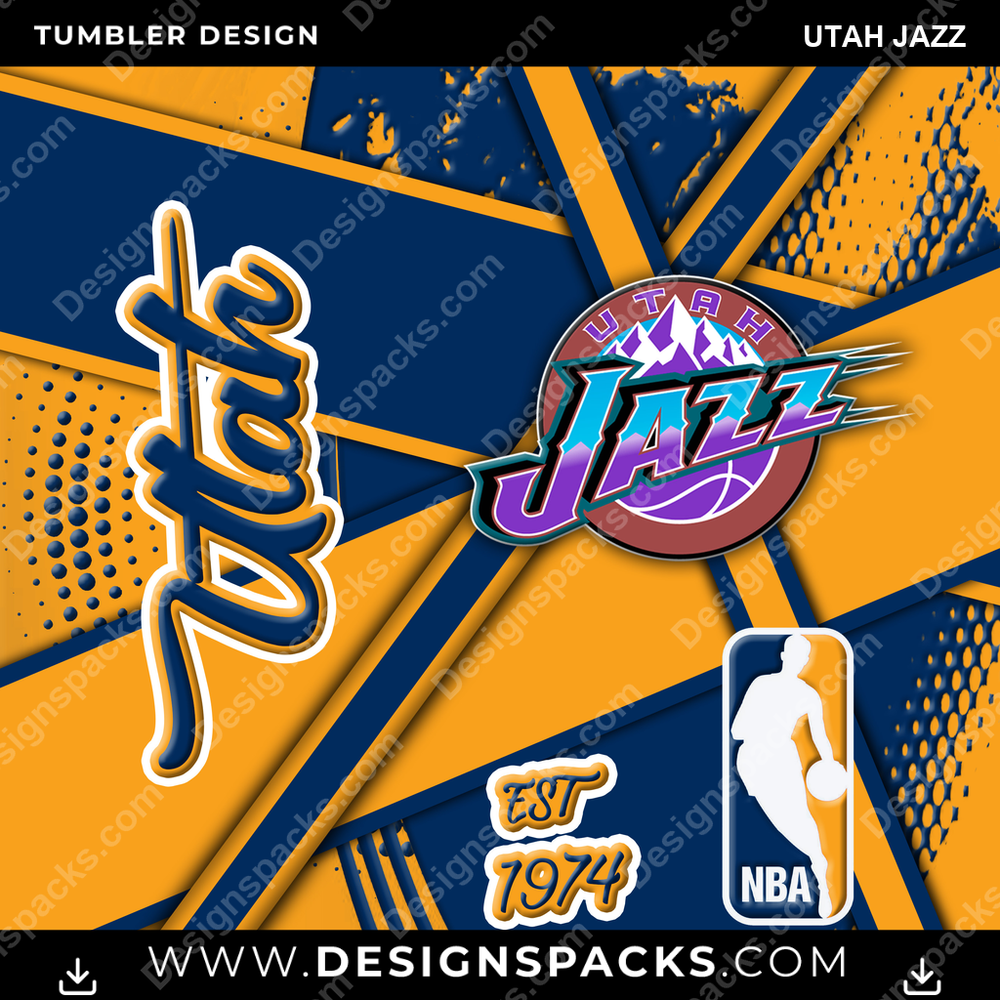 Basketball Team Sport Utah Jazz Tumbler Digital Wrap Design