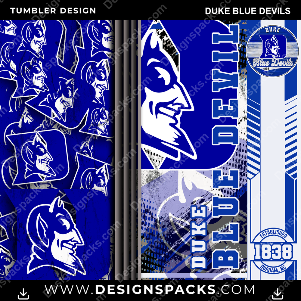 College Sport Sports Duke Blue Devils Tumbler Digital Wrap Design