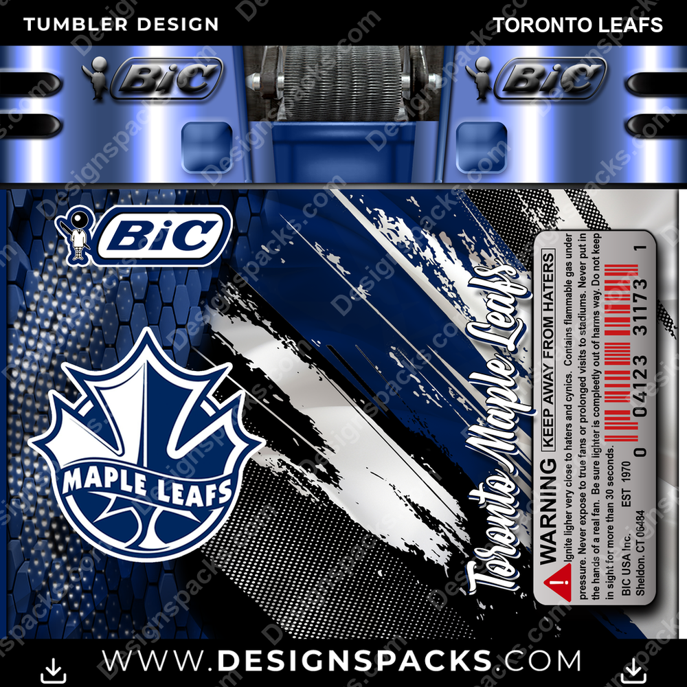 Hockey BIC Lighter Toronto Leafs Tumbler Digital Wrap Design