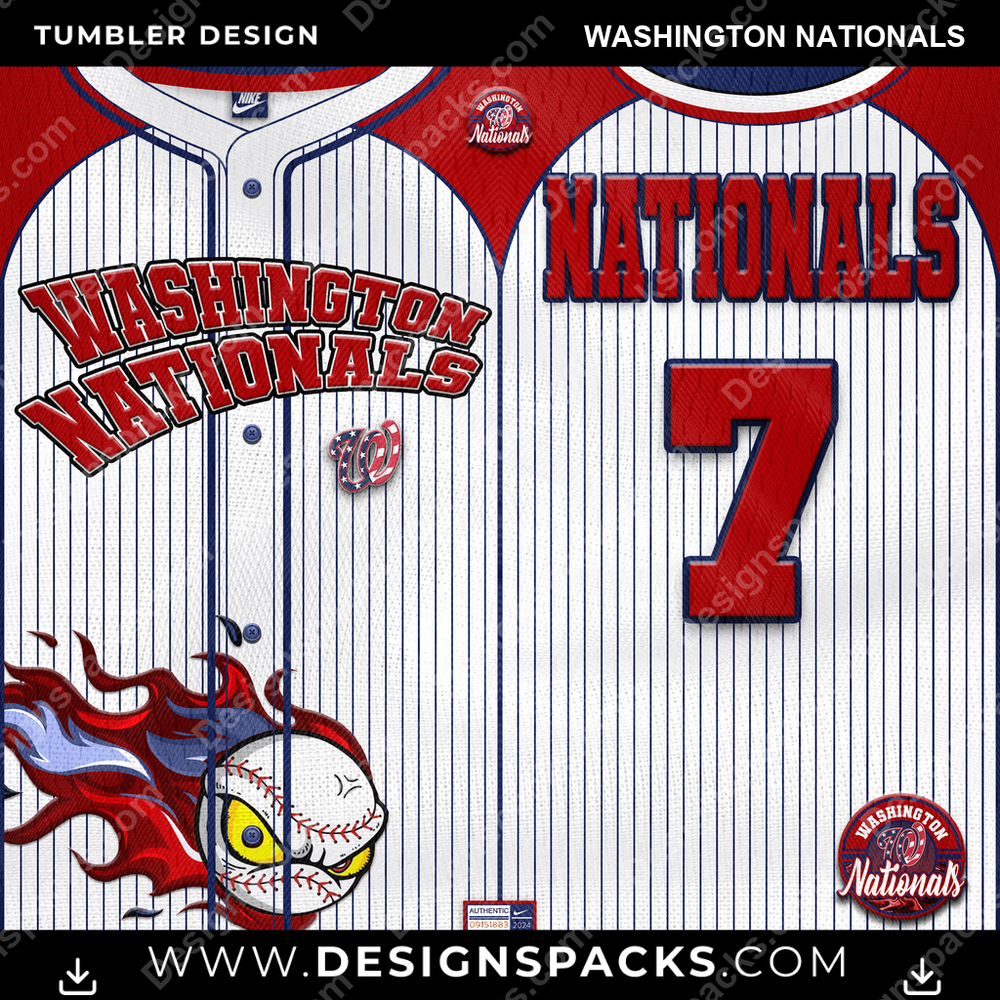 Baseball Team Button-Up Jersey Washington Nationals Tumbler Digital Wrap Design