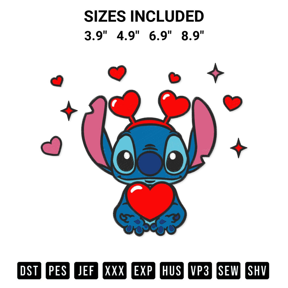 Stitch like a pro with the Stitch Heart Valentine Day Embroidery Design embroidery pattern from Designspacks.com. High-quality digital machine embroidery file. Available sizes: 3.9", 4.9", 6.9", 8.9".