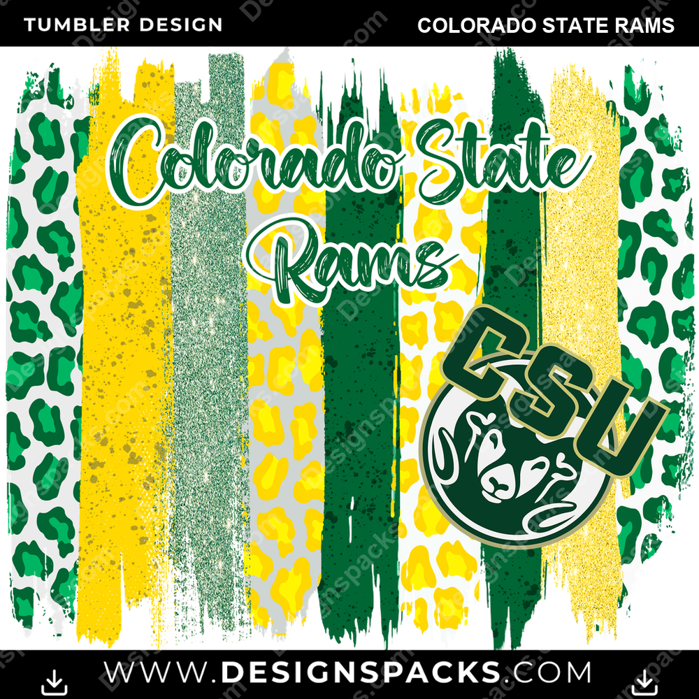 College Sport Brush Strokes Colorado State Rams NCAA College Sport Tumbler Digital Wrap Design Download