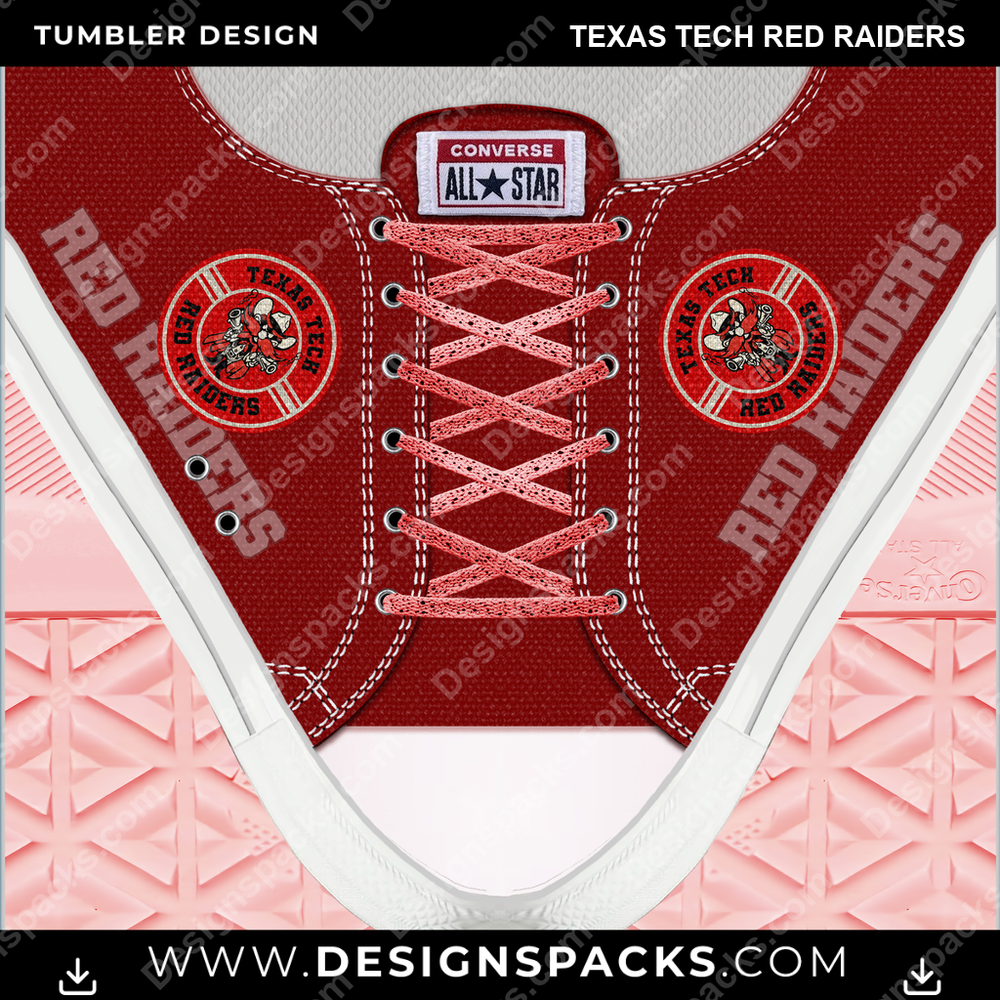 College Sport Converse Texas Tech Red Raiders Tumbler Digital Wrap Design