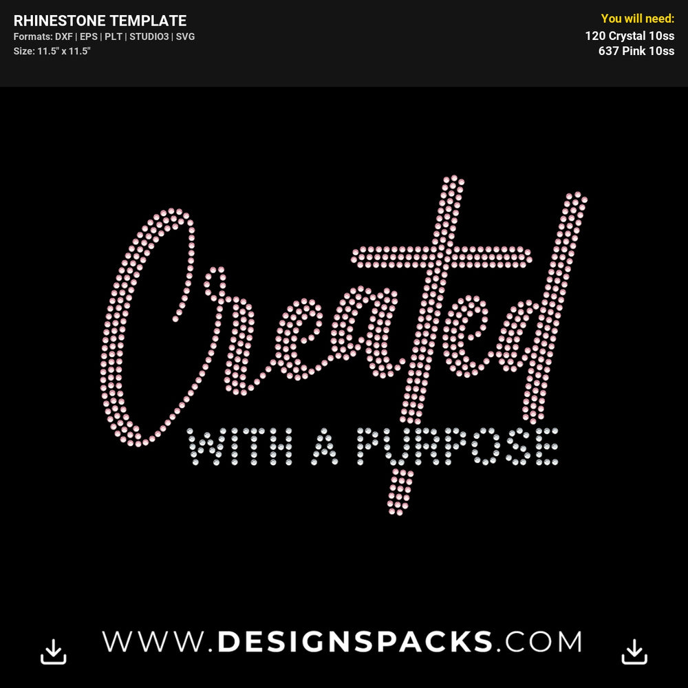 Created With A Purpose Rhinestone Digital Template