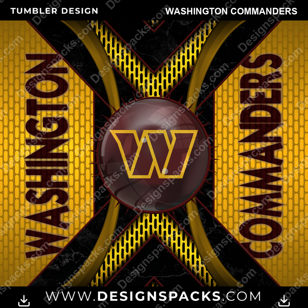 Football Metal Grating Washington Commanders Tumbler Digital Wrap Design