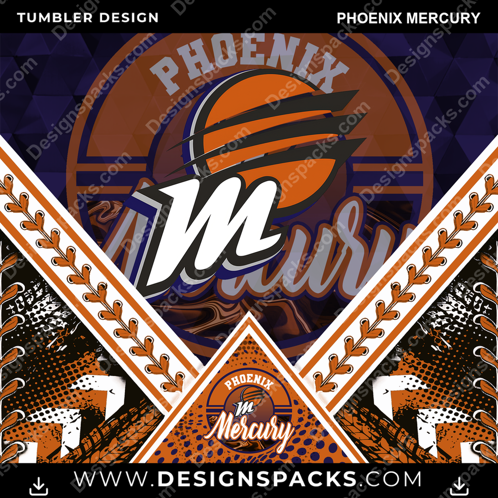 Basketball Diamond Phoenix Mercury Tumbler Digital Wrap Design
