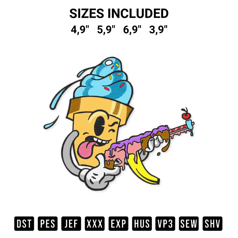 Add a unique touch to your apparel with the Ice Cream Gangsta Graphic Graffiti Ice Cream Gangster Funny Logo Embroidery Design embroidery file. Premium instant download available now on Designspacks.com. Available sizes: 4,9", 5,9", 6,9", 3,9".