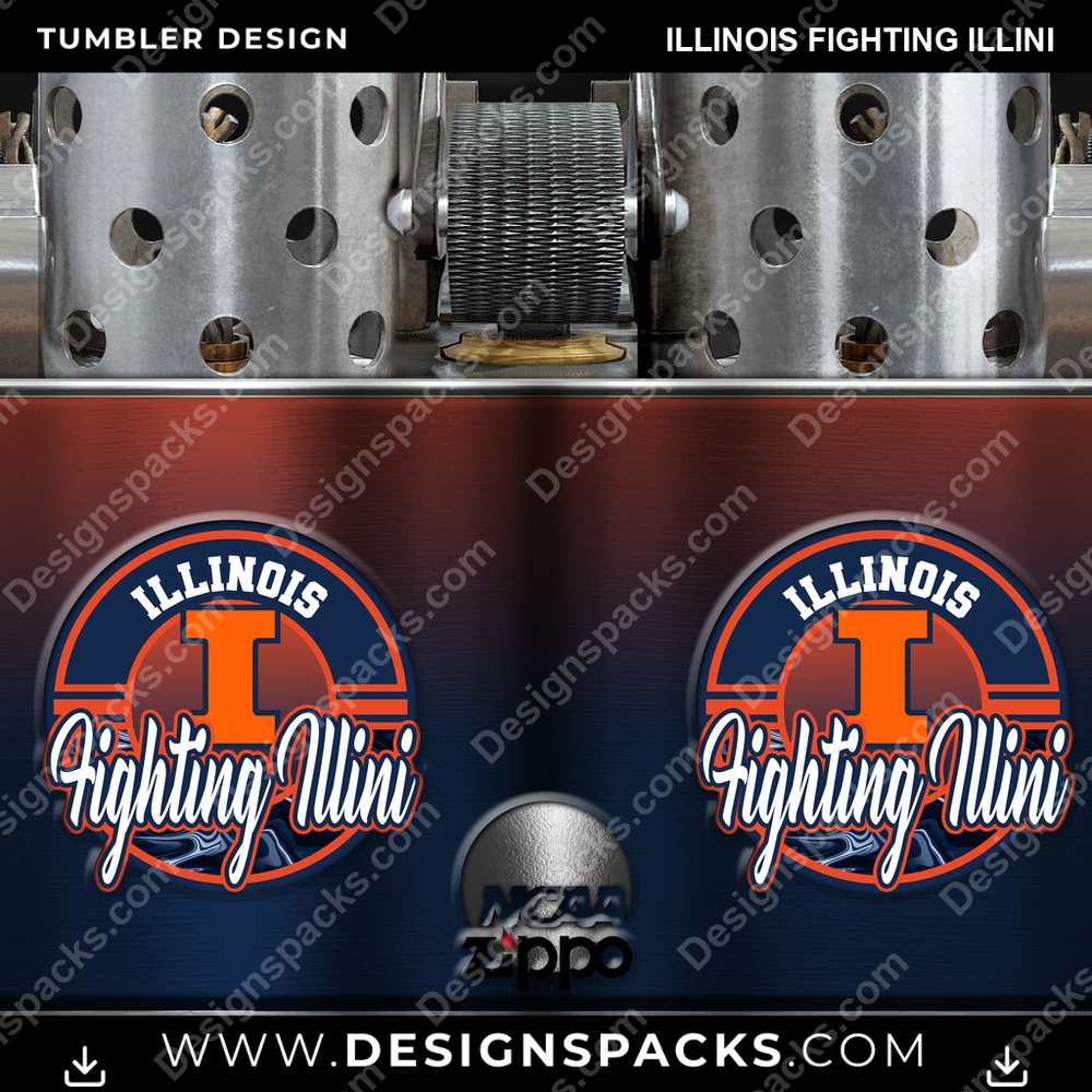 College Sport Zippo Lighter Illinois Fighting Illini NCAA College Sport Tumbler Digital Wrap Design Download