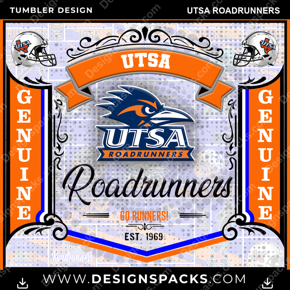 College Sport Bud UTSA Roadrunners Tumbler Digital Wrap Design