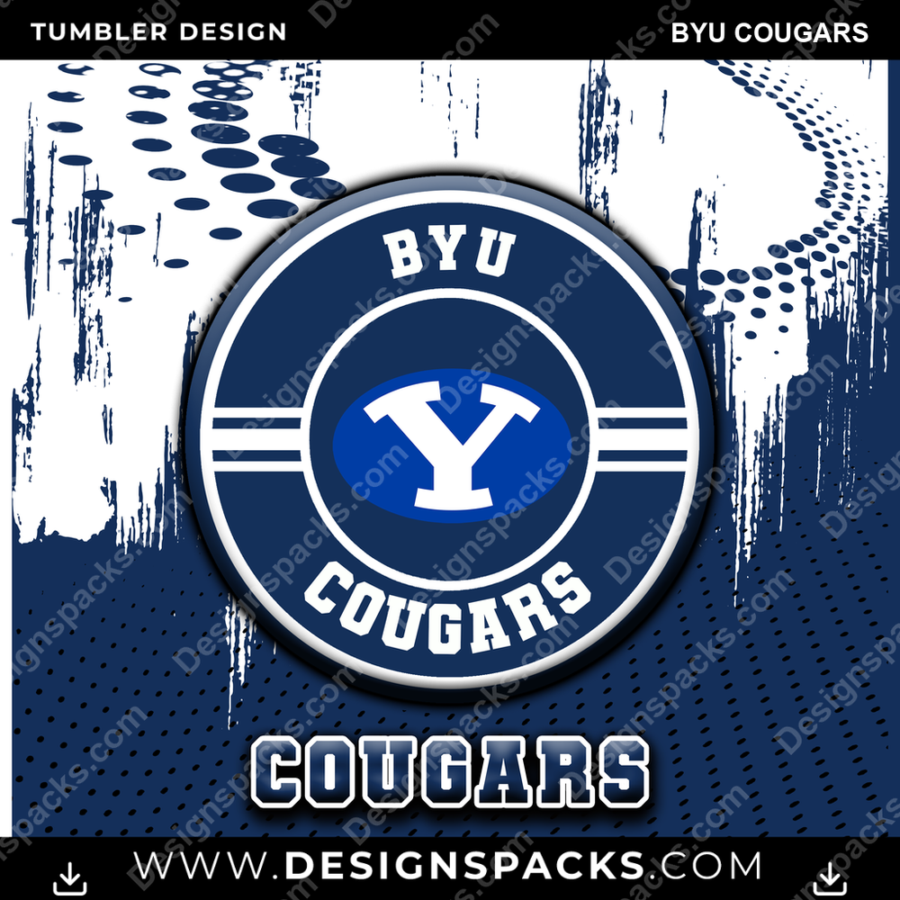 College Sport Dot Logo BYU Cougars Tumbler Digital Wrap Design