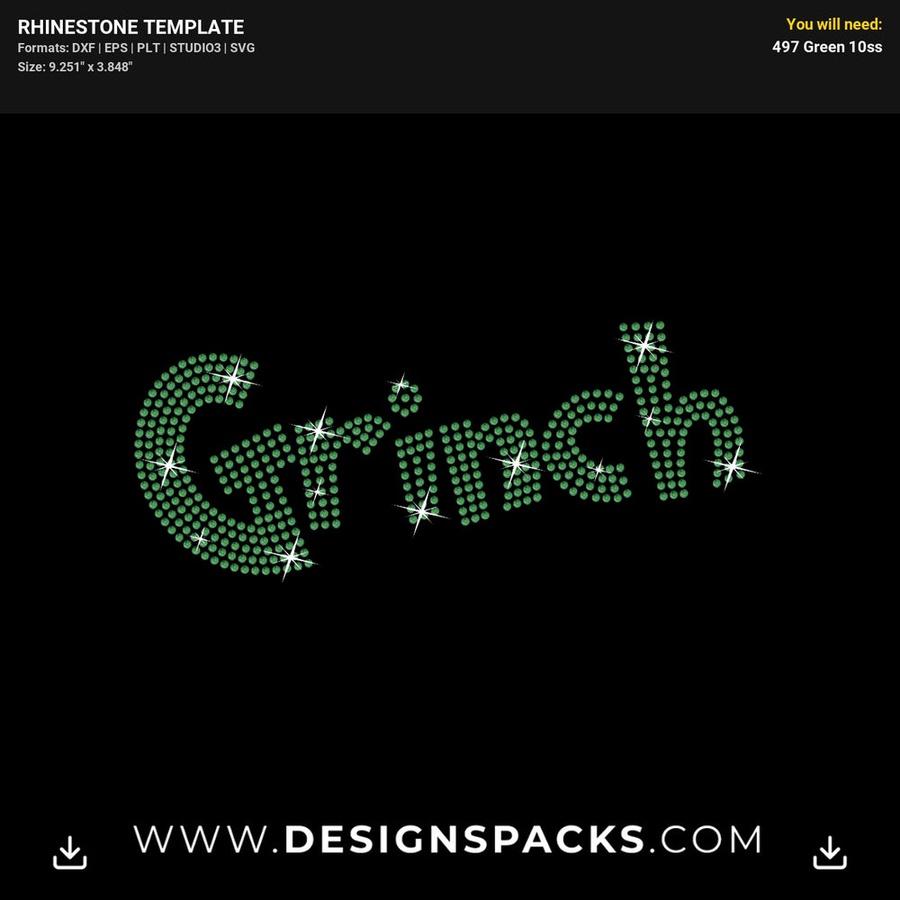 Grinch Name Rhinestone Digital Template