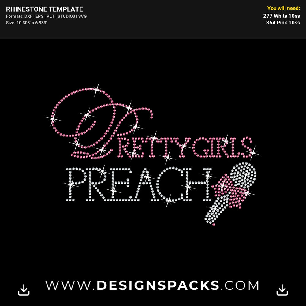 Pretty Girl Preach Microphone Rhinestone Digital Template