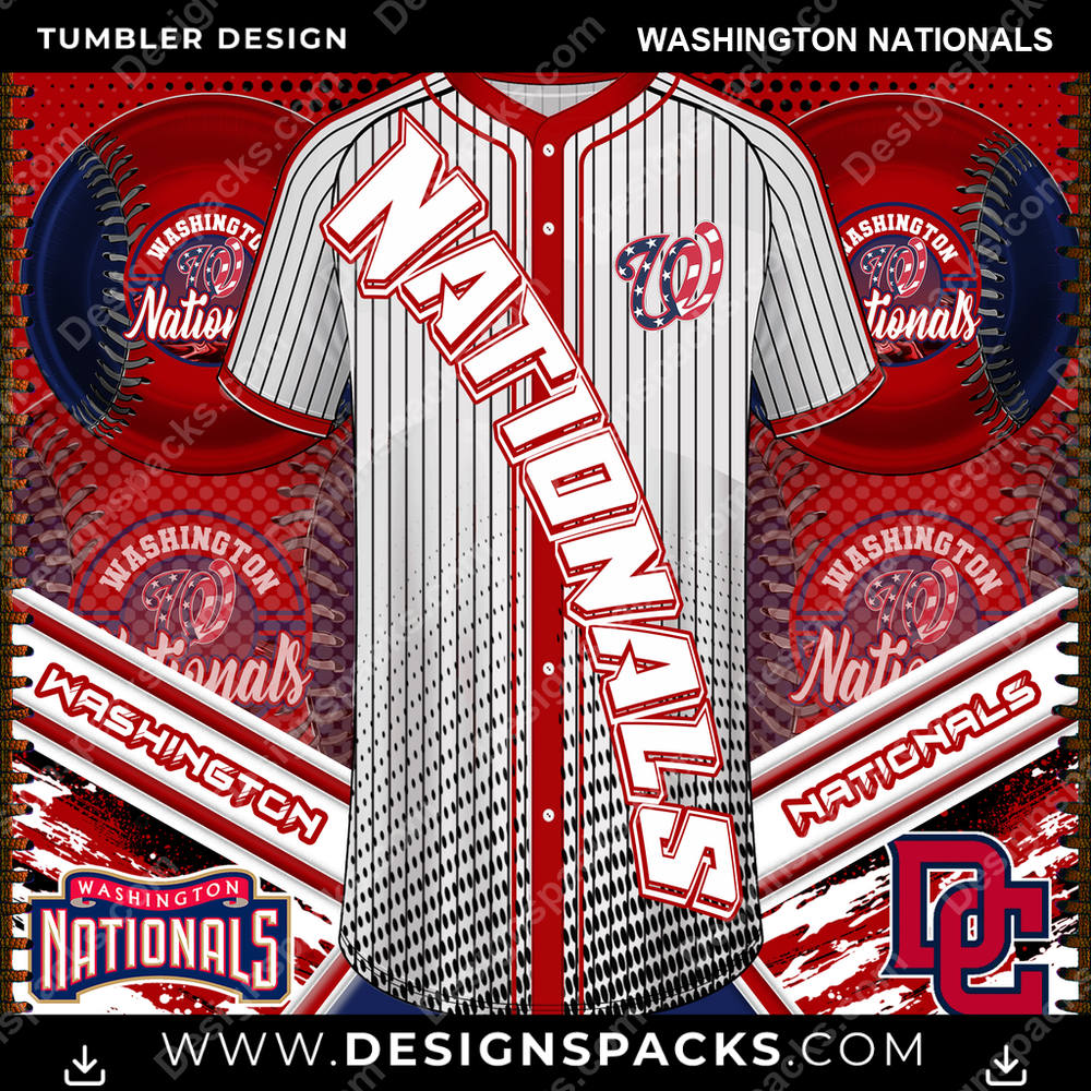Baseball BB Jersey Washington Nationals Tumbler Digital Wrap Design