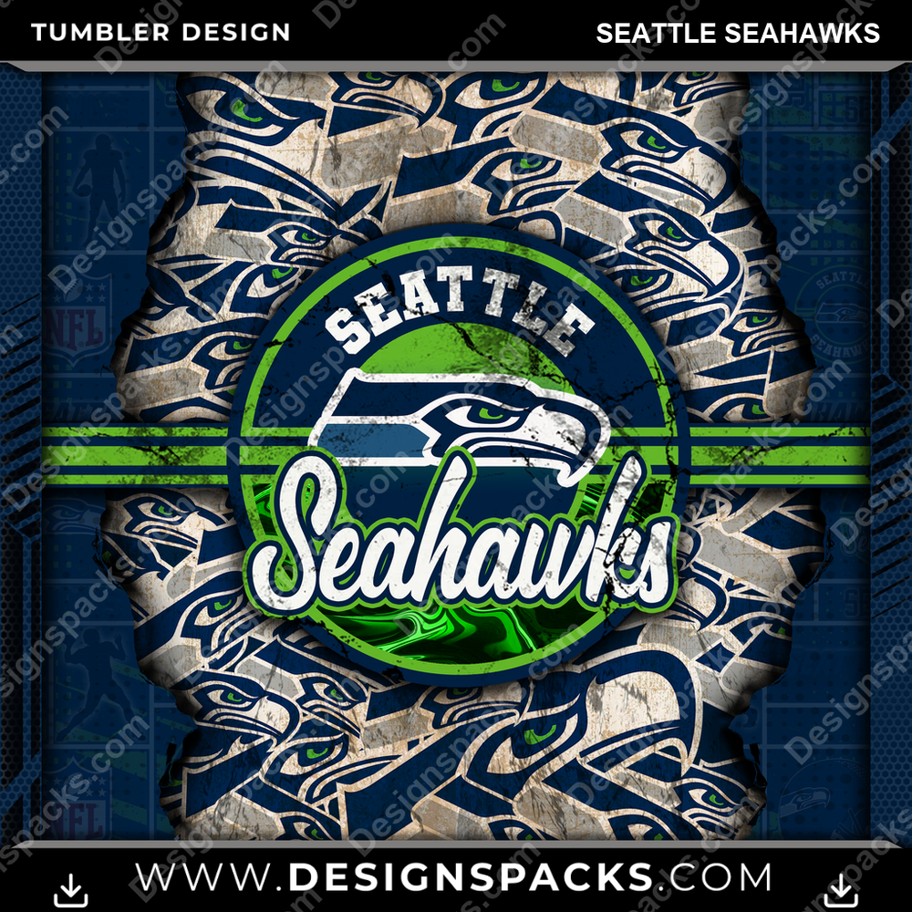 Football zerrissenes Seattle Seahawks Tumbler Digital Wrap Design