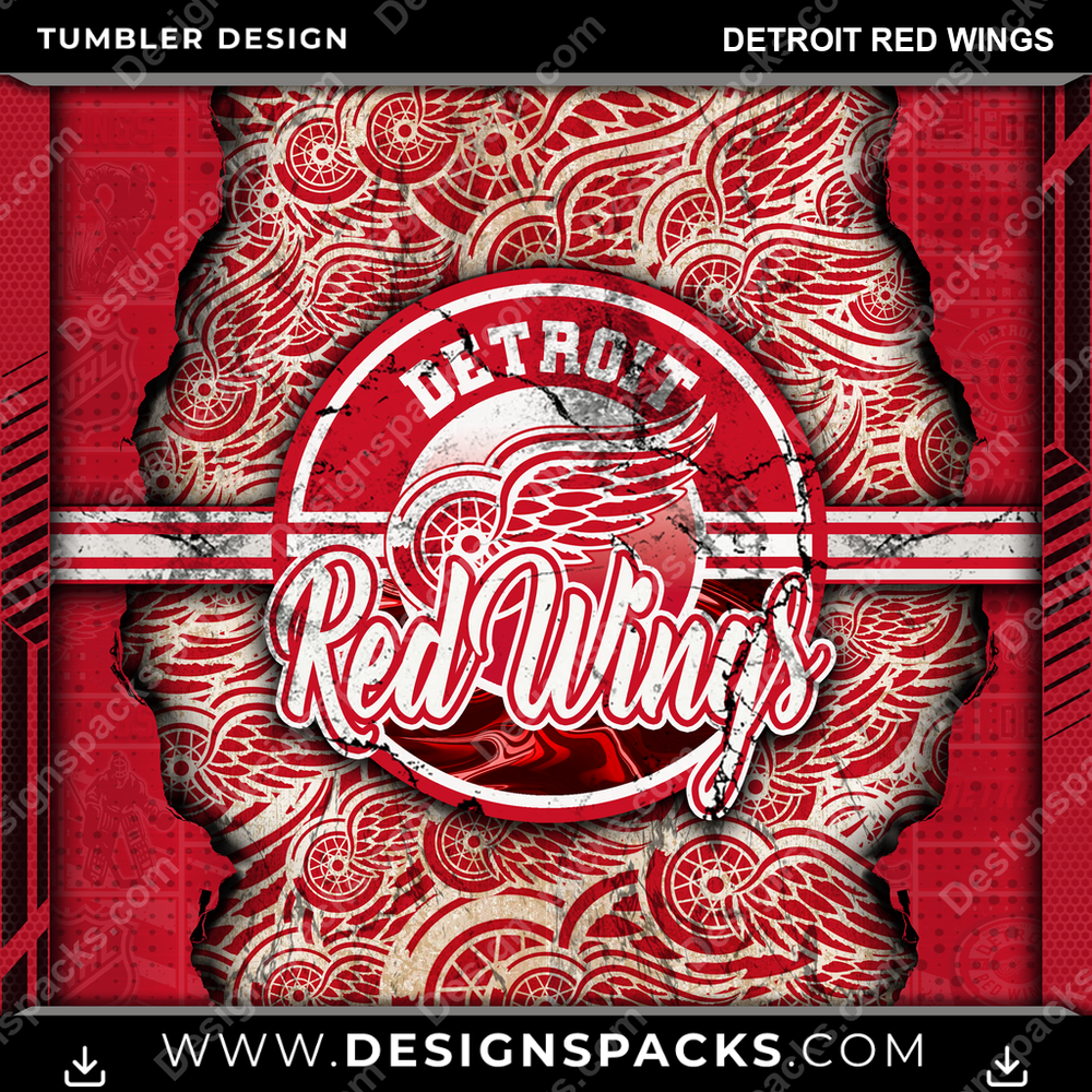 Hockey Ripped Detroit Red Wings NHL Hockey Tumbler Digital Wrap Design Download