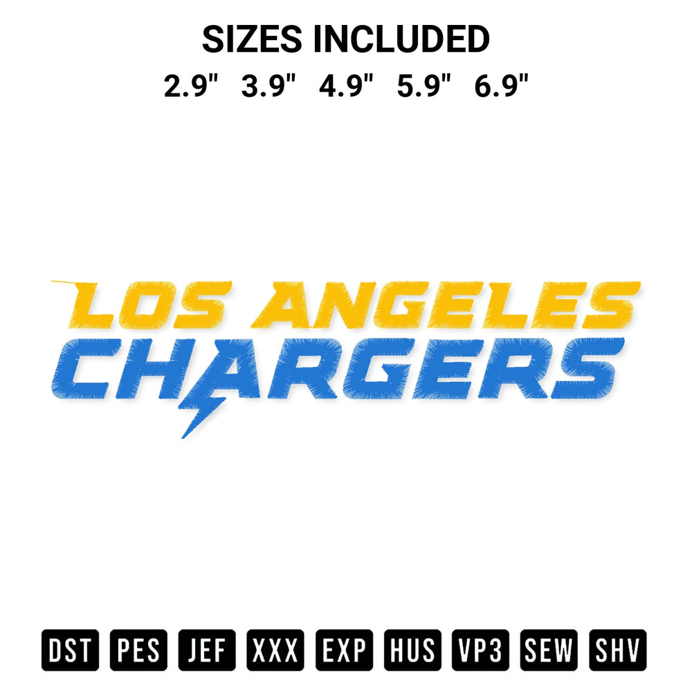 Elevate your next project with our Los Angeles Chargers 2020 Wordmark Embroidery Design embroidery file. Shop high-quality digital patterns instantly at Designspacks.com. Available sizes: 2.9", 3.9", 4.9", 5.9", 6.9".