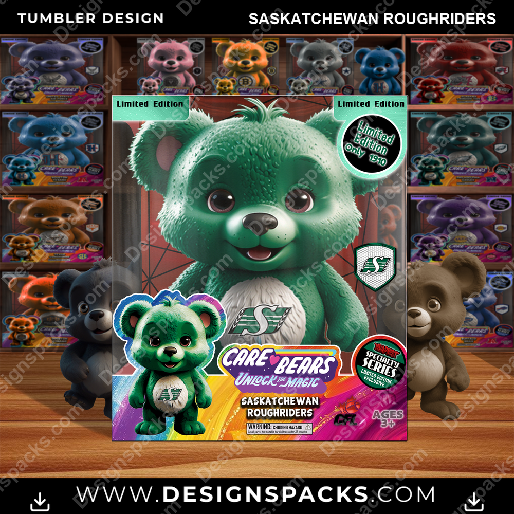 Canada Football Care Bear Box Saskatchewan Roughriders CFL Canada Tumbler Digital Wrap Design Download