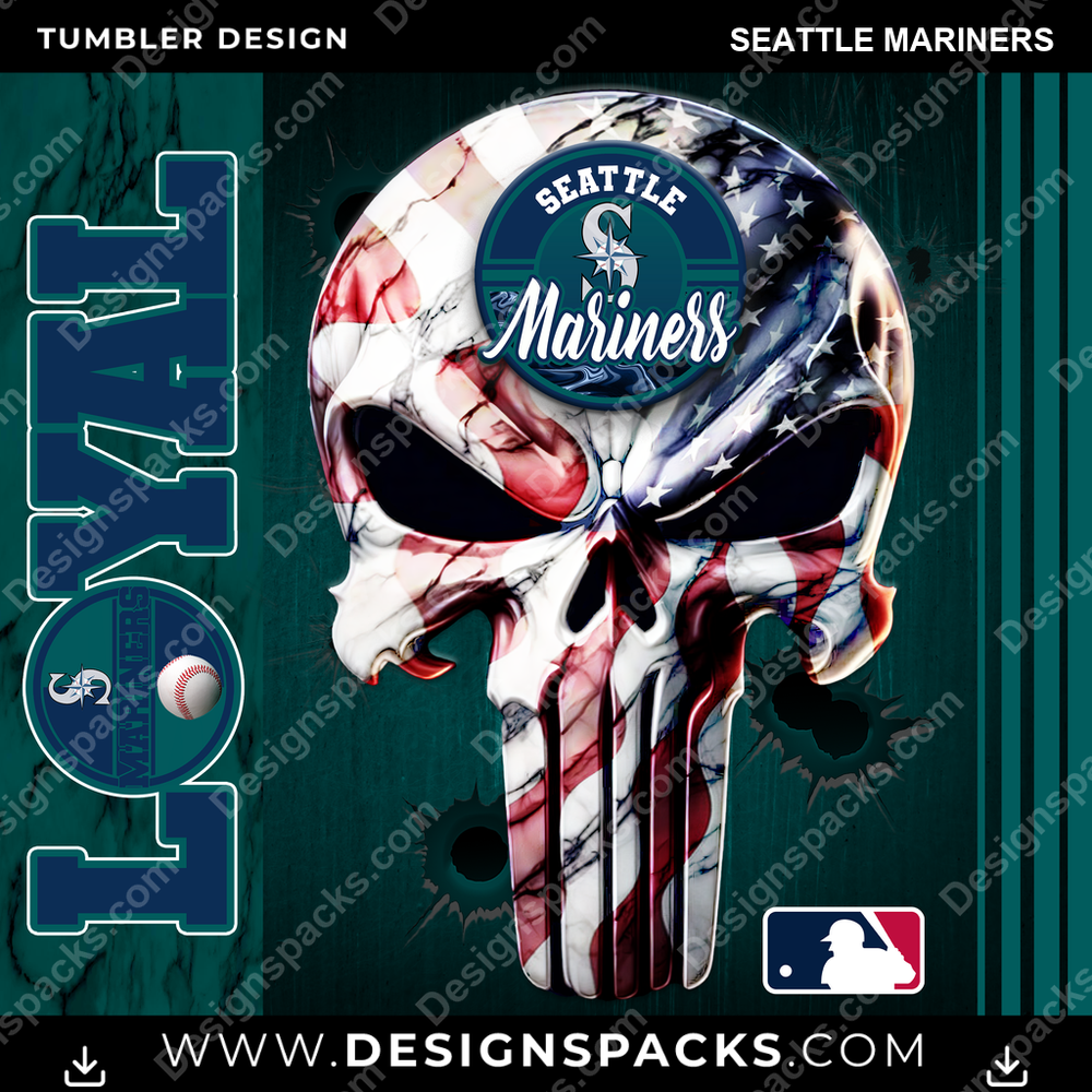 Baseball Loyal Seattle Mariners Tumbler Digital Wrap Design