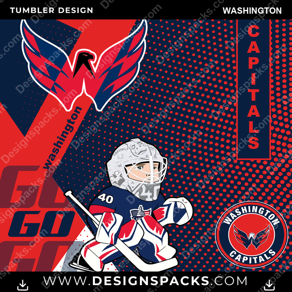 Ice Hockey GO Washington Tumbler Digital Wrap Design