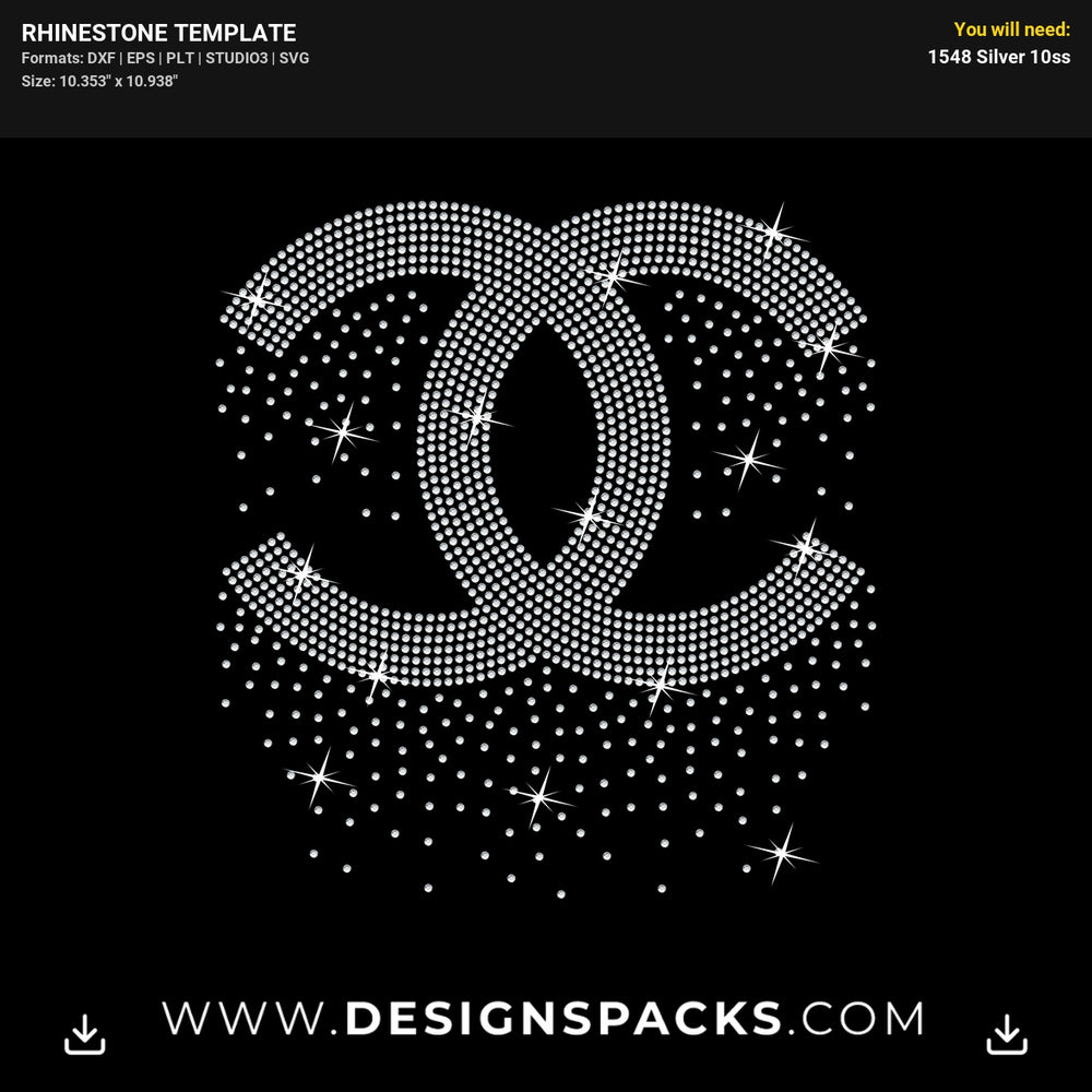 Cc Bling Logo Rhinestone Digital Template
