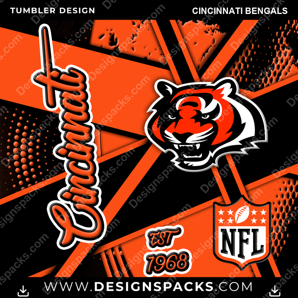 Football Team Sport Cincinnati Bengals NFL Football Tumbler Digital Wrap Design Download