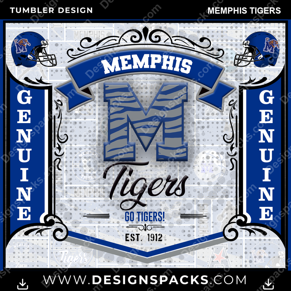 College Sport Bud Memphis Tigers Tumbler Digital Wrap Design