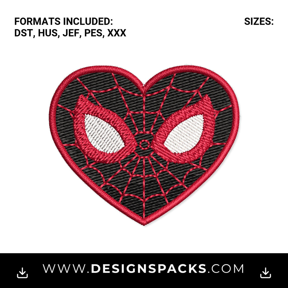Miles Morales Spider Heart Mask Embroidery Design - Instant digital download pattern at Designspacks.com