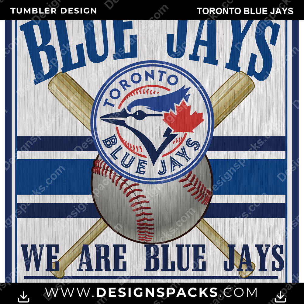 Baseball Vintage Wood Logo Toronto Blue Jays MLB Baseball Tumbler Digital Wrap Design Download